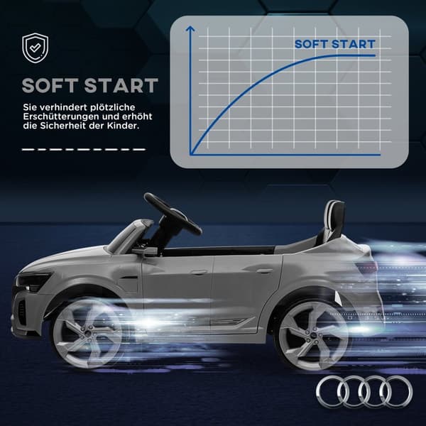 ROOTZ 12V Audi Q8 ETRON ELEKTRISK BØRNE BIL - Fjernstyret - Ride -On Vehicle - Forlygter og musik - 98 cm x 49,5 cm x 43 cm