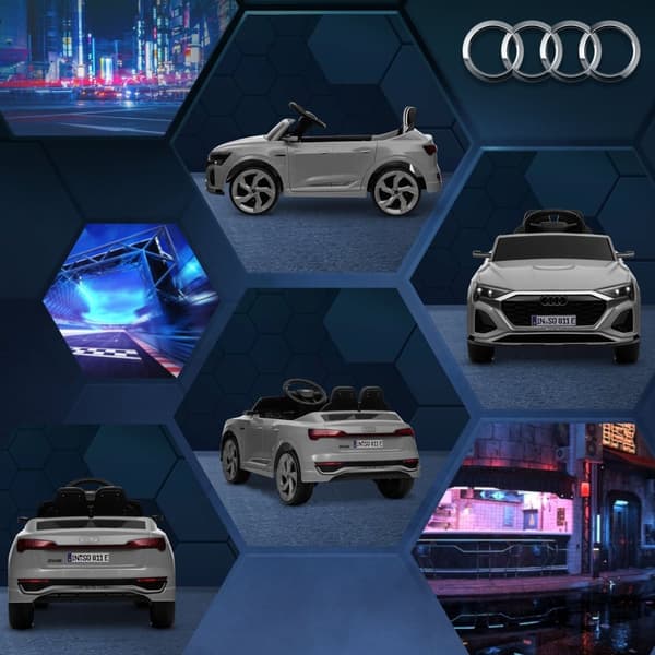 ROOTZ 12V Audi Q8 ETRON ELEKTRISK BØRNE BIL - Fjernstyret - Ride -On Vehicle - Forlygter og musik - 98 cm x 49,5 cm x 43 cm