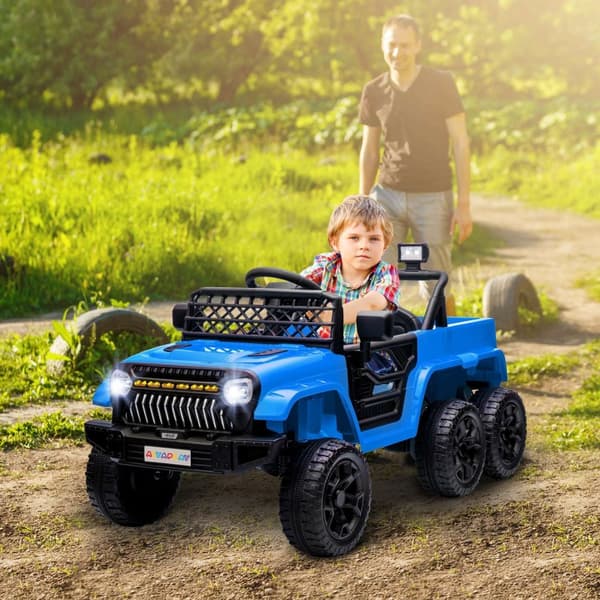 Rootz 12V Electric Kids Car With Trailer - Ride -On Vehicle - Motoriseret bil - Safe Rides - 122L x 62,5W x 65H cm, aldre 3-8, lyseblå