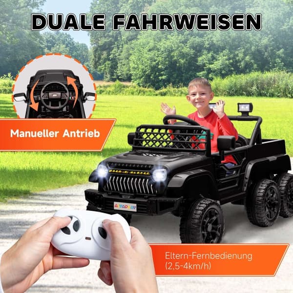 Rootz 12V Electric Kids Car With Trailer - Ride -on Toy - Børne elektrisk køretøj - 4 Motorer og sikker fjernbetjening - 122 cm x 62,5 cm x 65 cm