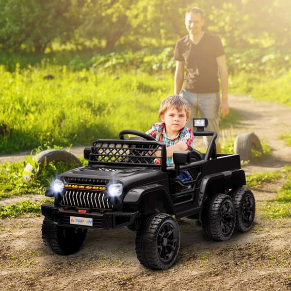 Rootz 12V Electric Kids Car With Trailer - Ride -on Toy - Børne elektrisk køretøj - 4 Motorer og sikker fjernbetjening - 122 cm x 62,5 cm x 65 cm