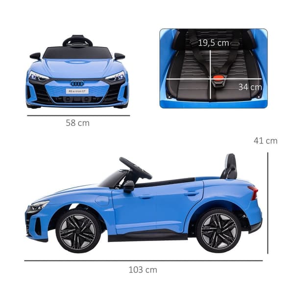 Rootz Audi RS E -Tron GT Electric Car For Kids - Ride -on Toy - Batteridrevet køretøj - Forældrekontrol & lyd - 103 cm x 58 cm x 41 cm
