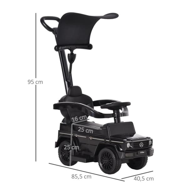 Rootz Børnebil - Toddler Ride -On - Baby Push Car - Fremmende motoriske færdigheder - 85,5 cm x 40,5 cm x 95 cm - Sort