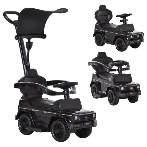Rootz Børnebil - Toddler Ride -On - Baby Push Car - Fremmende motoriske færdigheder - 85,5 cm x 40,5 cm x 95 cm - Sort