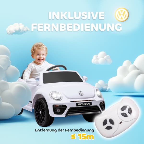Rootz Children's Electric Car - Barn Ride -On VW Beetle - Elektriskt fordon med fjärrkontroll och musik - 97 cm x 56,5 cm x 46 cm