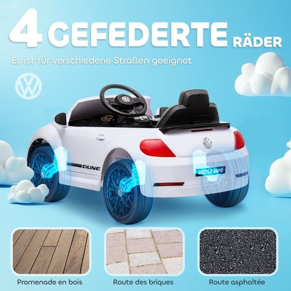Rootz Children's Electric Car - Barn Ride -On VW Beetle - Elektriskt fordon med fjärrkontroll och musik - 97 cm x 56,5 cm x 46 cm