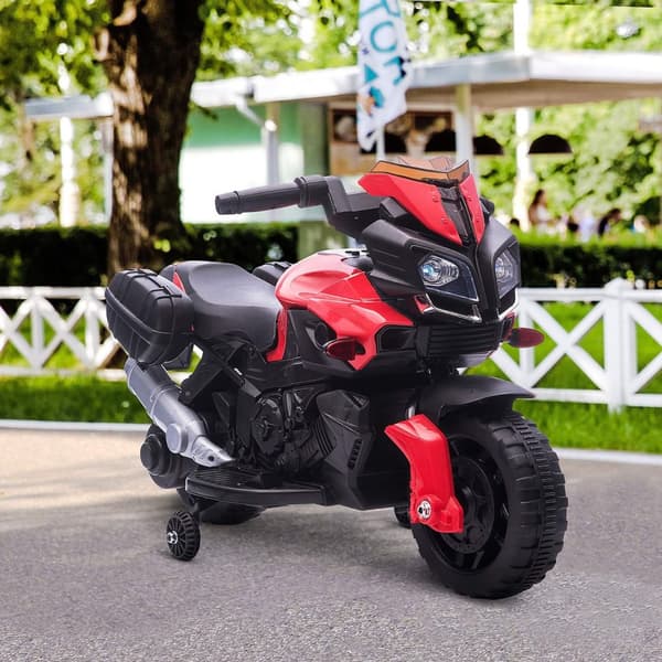 Rootz Children's Electric Motorcykel - Kid's Ride -On Bike - 6V batteridrivet fordon - Ljus & ljud - 88.5x42.5x49cm - Röd/svart