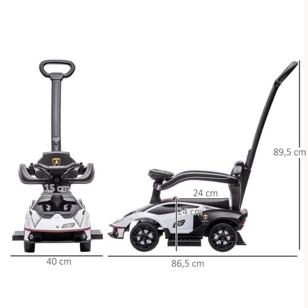 Rootz Children's Ride -On -bil - Push Vehicle - Salvare - Främjar motoriskt förtroende - Vit - 89,5H x 86,5L x 40W cm