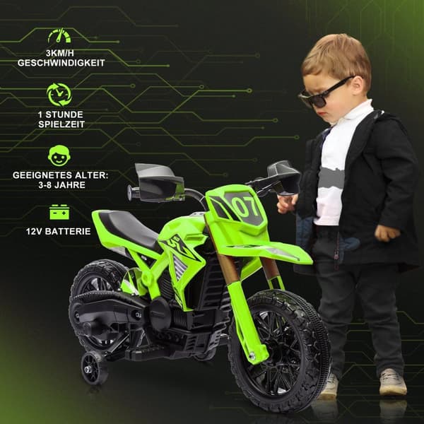Rootz Electric Motorcykel til børn - Ride -on Bike - Child's Motorcykel - Træningshjul og lyde - 105 cm x 57 cm x 62 cm