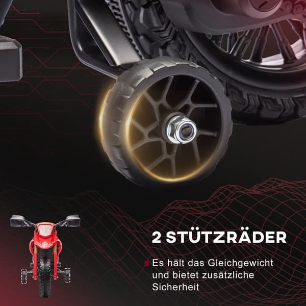 Rootz Electric Motorcykel til børn - Kid's Ride -On Motorcykel - Legetøjscykel - Sikker træningshjul - 105L X 57W X 62H CM