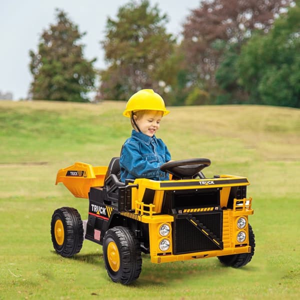 Rootz Electric Dump Truck Ride -On Car - Children’s Vehicle - Kids Tractor - Vipting Load Area - Lights & Music - 97 cm x 63 cm x 53 cm