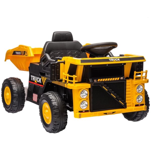 Rootz Electric Dump Truck Ride -On Car - Children’s Vehicle - Kids Tractor - Vipting Load Area - Lights & Music - 97 cm x 63 cm x 53 cm
