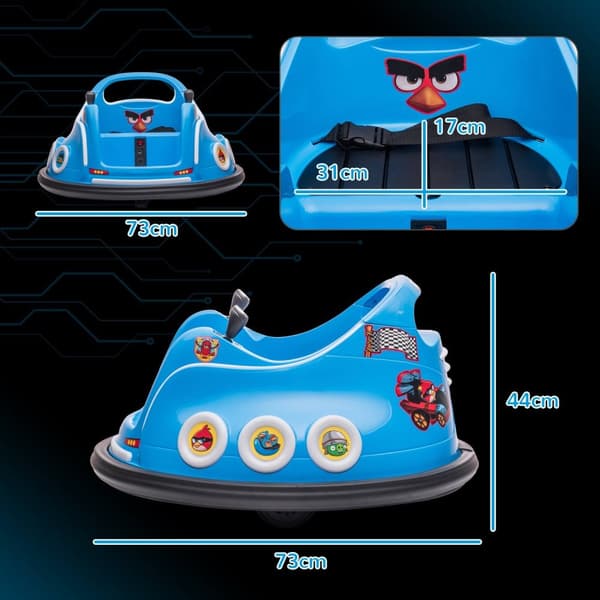 Rootz Kids Bumper Car - Electric Vehicle - Ride -on Toy - 360 ° Rotation Fun - 73 cm x 73 cm x 44 cm - USB & LED -lys