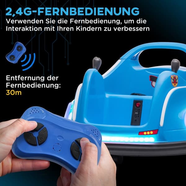 Rootz Kids Bumper Car - Electric Vehicle - Ride -on Toy - 360 ° Rotation Fun - 73 cm x 73 cm x 44 cm - USB & LED -lys