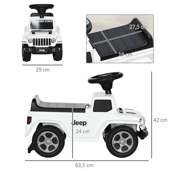 Rootz Porteur klapvogn Børns Jeep - Walker Toy - Baby Ride -On - Motorudvikling - 63,5 x 29 x 42 cm hvid -sort