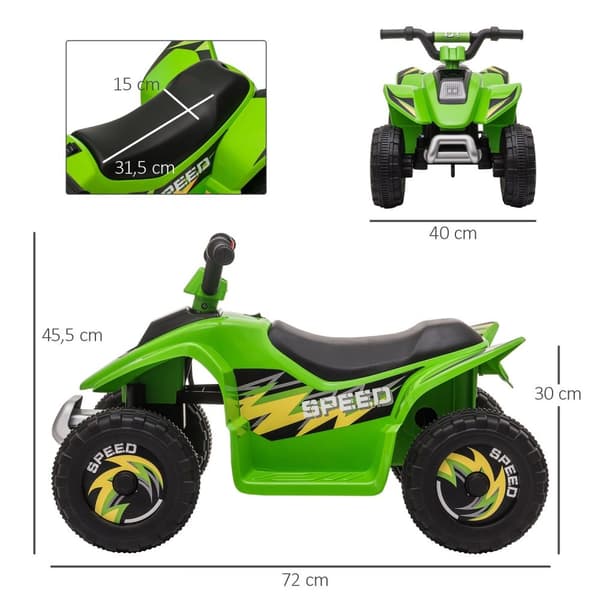 Rootz Quad Electric for Children - Barn Ride -On - Batteridrivet fordon - Forward & Reverse Gear - 72 x 40 x 45,5 cm - Säker 2,8-4,6 km/h hastighet