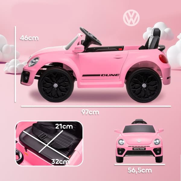 Rootz VW Beetle Kids Electric Car - Ride -On Vehicle - Børnebil - Fjernbetjening - 97 cm x 56,5 cm x 46 cm