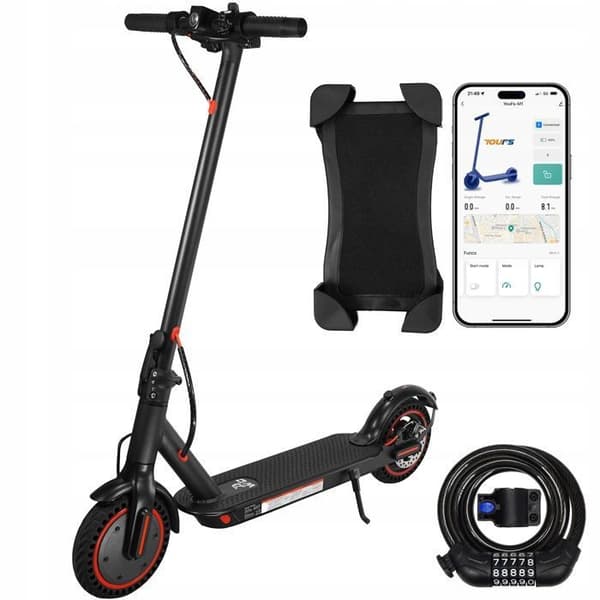 Elscooter - MÄRKE - 8,5 tum - Telefonhållare och stöldskyddsanordning