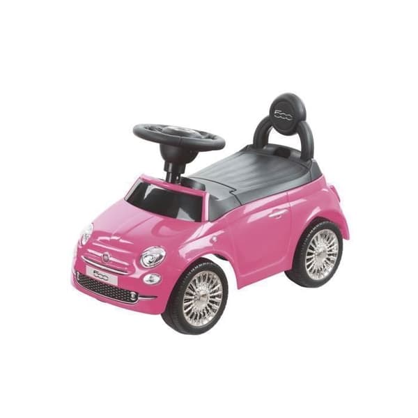 DEVESSPORT - Bärare Fiat 500 - Rosa För barn från 12 till 36 månader, ratt med horn och ljud, förvaringsutrymme och ryggstöd