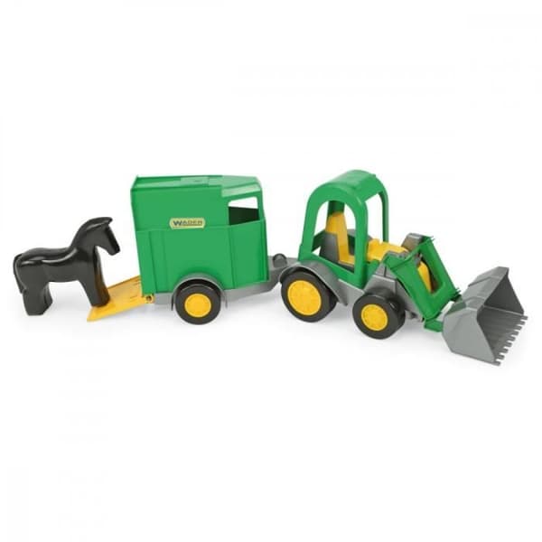 Leksak - WADER - Traktor med släp - 41 cm - För barn 1+ - Grön färg