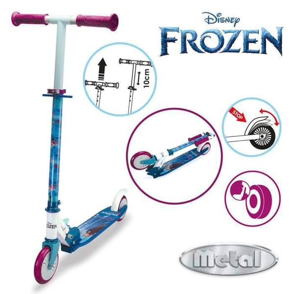 Snövitens drottning, hopfällbar kickbike med två hjul och justerbart styr.