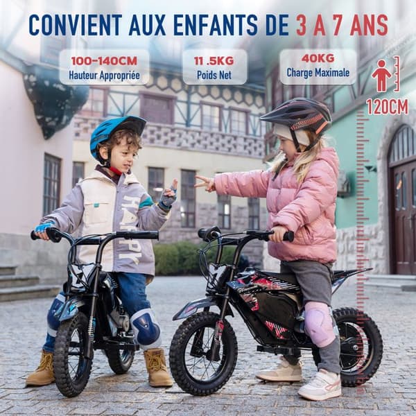 EVERCROSS TECH EV13M Elmotorcykel för Barn 3-7 År 150W 14.4V/5.2Ah 12KM Svart Blå