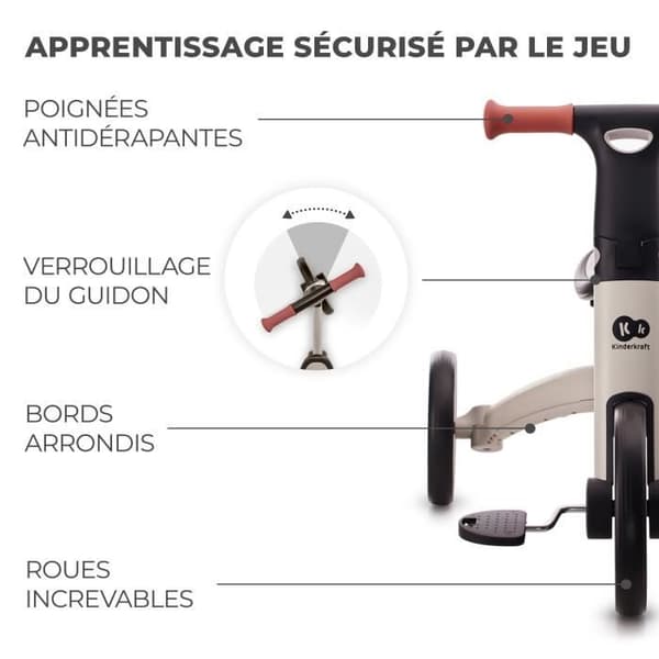 KINDERKRAFT 4Trike skalbar trehjuling - hopfällbar - upp till 25 kg - grå