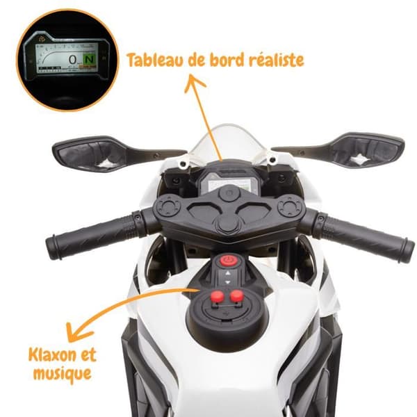 Elcykel Barn 12V - Honda CBR1000 RR - 2 till 5 år - Vit