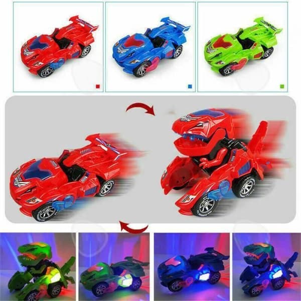 CONFO Red-3D Deformation LED Bil Barn Dinosaur Leksaker Lekfordon med ljus blinkande musik till julklapp