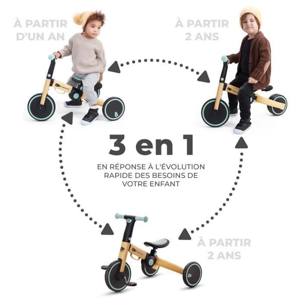 Skalbar 3-i-1 KINDERKRAFT 4Trike Trehjuling - Upp till 25 kg - Flera konfigurationer - Honung