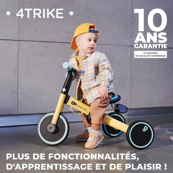 Skalbar 3-i-1 KINDERKRAFT 4Trike Trehjuling - Upp till 25 kg - Flera konfigurationer - Honung