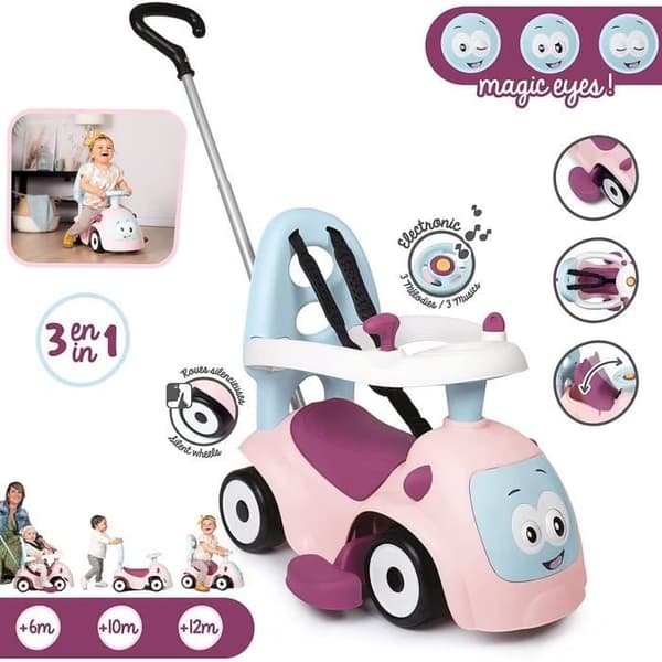 Smoby - Ride-on Maestro Balade Pink - För barn från 6 månader - Evolutive - Silent Wheels - Horn