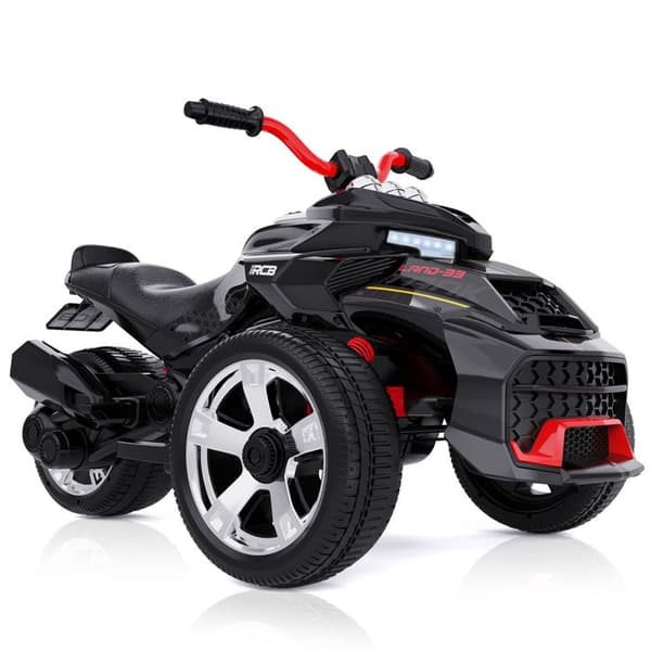 Barnmotorcykel Trike RCB - 3 Hjul - Dubbel Hastighet - Bluetooth - Dubbel Motor - 12V Batteri - Fjädring - RM3 Svart