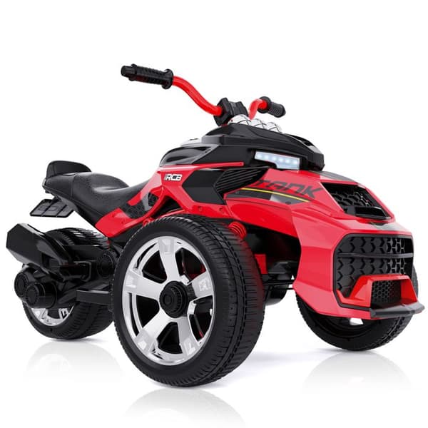 Barnens Elektriska Motorcykel Trike RCB - 3 Hjul - Dubbel Hastighet - Bluetooth - Dubbel Motor - Batteri 12V - Fjädring - RM3 Röd
