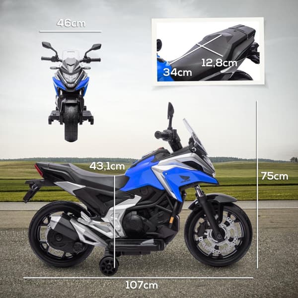 Rootzin lasten sähkömoottoripyörä - Honda Kids Bike - Child's Riding Lelu - Musiikki ja ajovalot - 107 cm x 46cm x 75cm
