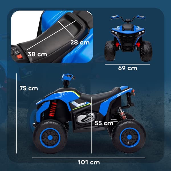 Rootz Elektroquad för barn - Children's Quad - Electric Ride -On - Dual Engines - 101cm x 69cm x 75 cm