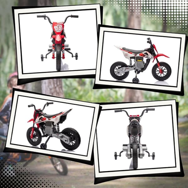 Rootz Electric Motorcykel til børn - Motocross Bike - Kid's Dirt Bike - Stabilisatorer for sikkerhed - 107 cm x 56 cm x 70 cm