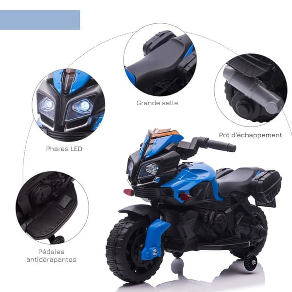 Rootz Electric Ride -On Motorcykel för barn - Interaktiv leksak med LED & Horn - Säker cykel med stabilisatorer - 88,5 cm x 42,5 cm x 49 cm