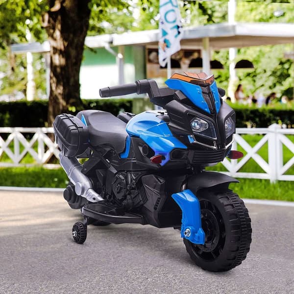 Rootz Electric Ride -On Motorcykel för barn - Interaktiv leksak med LED & Horn - Säker cykel med stabilisatorer - 88,5 cm x 42,5 cm x 49 cm