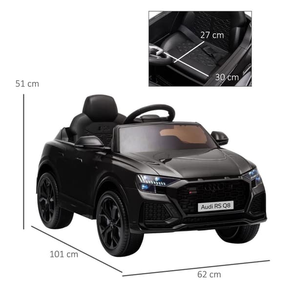 Rootz Electric Auto for Kids - Audi RS Q8 - Kaukosäädin ajoneuvo - MP3 & Bluetooth - Safe & Fun - 101x62x51cm