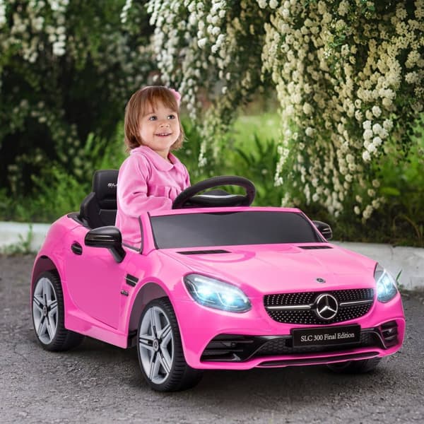 Rootz Kinder Elektroauto Mercedes SLC 300 - Lasten sähköauto - Ajo -ajoneuvo - Kauko -ohjattu - 107 x 62,5 x 44 cm - vaaleanpunainen