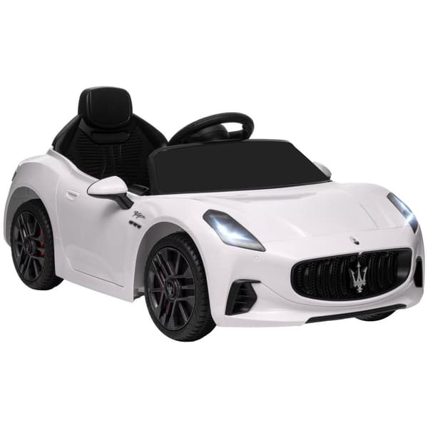 Rootz Maserati Electric Kids Car - 12V Ride -On - Forældrekontrol - 50min spil - 98x59x43cm - i alderen 3-5 - Hvid