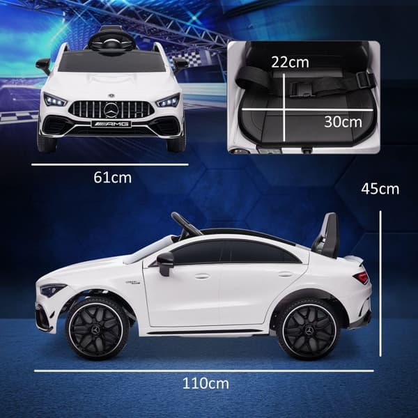 Rootz Mercedes -AMG CLA 45 Electric Auto - Kids Ride -on - Etä -auto - Säädettävä nopeus - LED -valot - 110 cm x 61 cm x 45cm