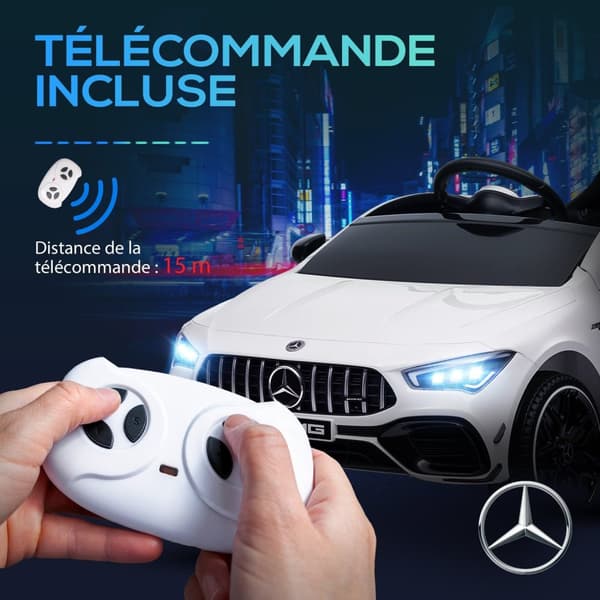 Rootz Mercedes -AMG CLA 45 Electric Auto - Kids Ride -on - Etä -auto - Säädettävä nopeus - LED -valot - 110 cm x 61 cm x 45cm