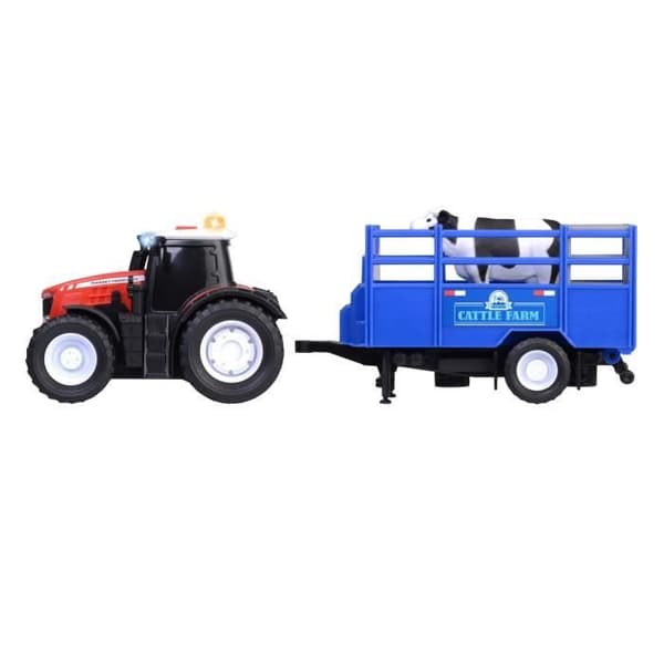 Massey Ferguson traktor - Dickie - 26cm - Frihjul, släp, ljud och ljus - Från 3 år