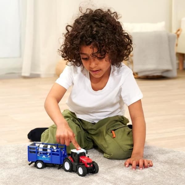 Massey Ferguson traktor - Dickie - 26cm - Frihjul, släp, ljud och ljus - Från 3 år