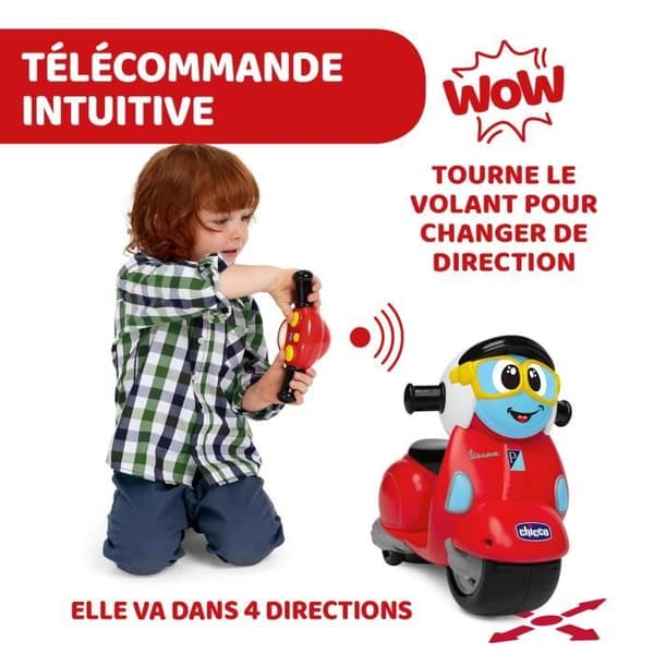Vespa RC - CHICCO - Intuitiv fjärrkontroll - Unisex - 2 hjul - Röd