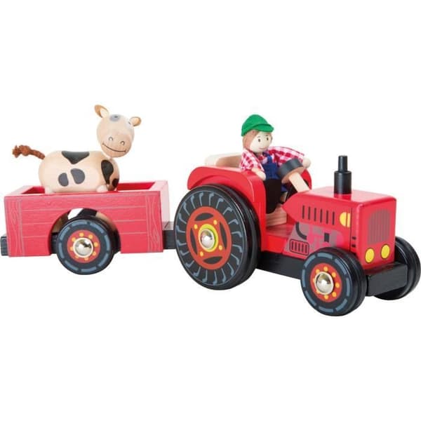 Traktor med släp - Small Foot - Gård - Trä - 19x9x10 cm - 3 år och uppåt