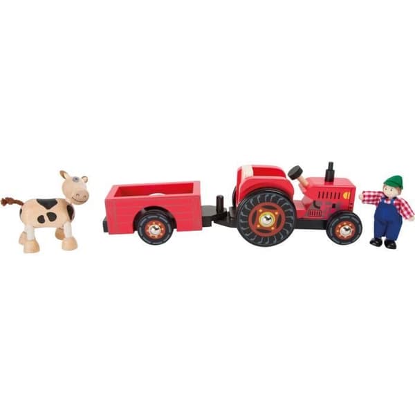 Traktor med släp - Small Foot - Gård - Trä - 19x9x10 cm - 3 år och uppåt