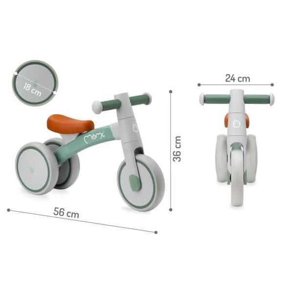 MoMi TEDI - Baby Balance Bike - utan pedaler - lätt 1,2 kg, upp till 25 kg - Grön